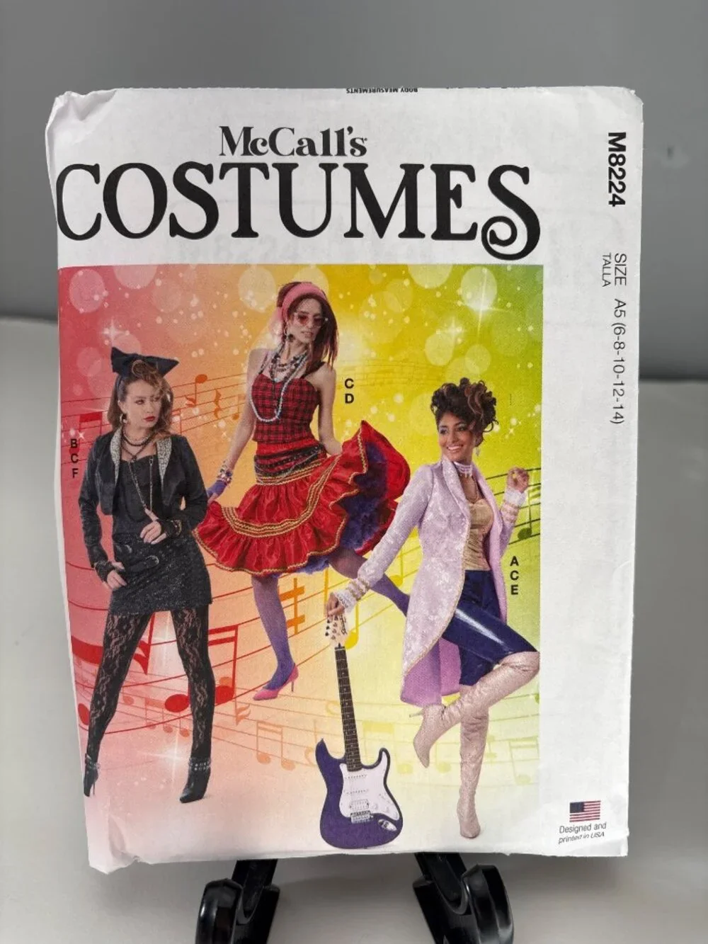 McCalls Costumes Pattern M8224 Size 6 10 12 14 Misses 80s-Inspired Party Uncut